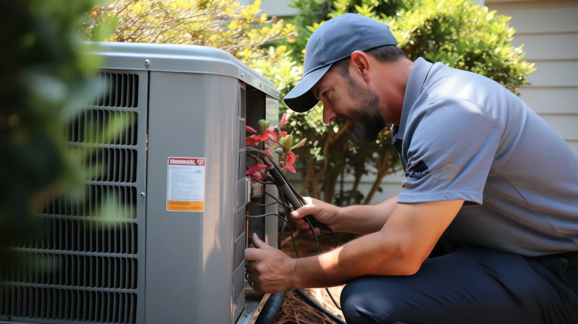 Technician performing heat pumps installation in a Minnesota home