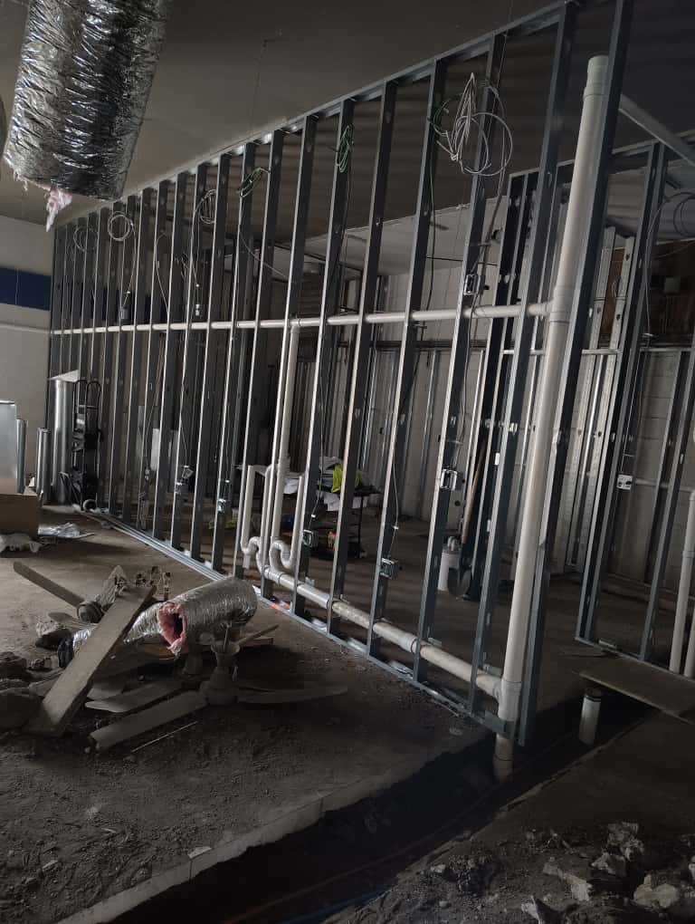 Framing, plumbing lines, and HVAC system service.