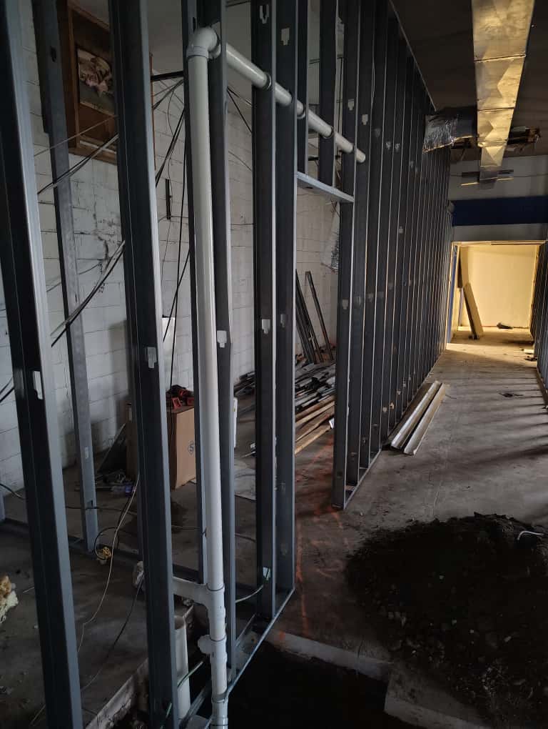 Framing, plumbing lines, and HVAC system service.