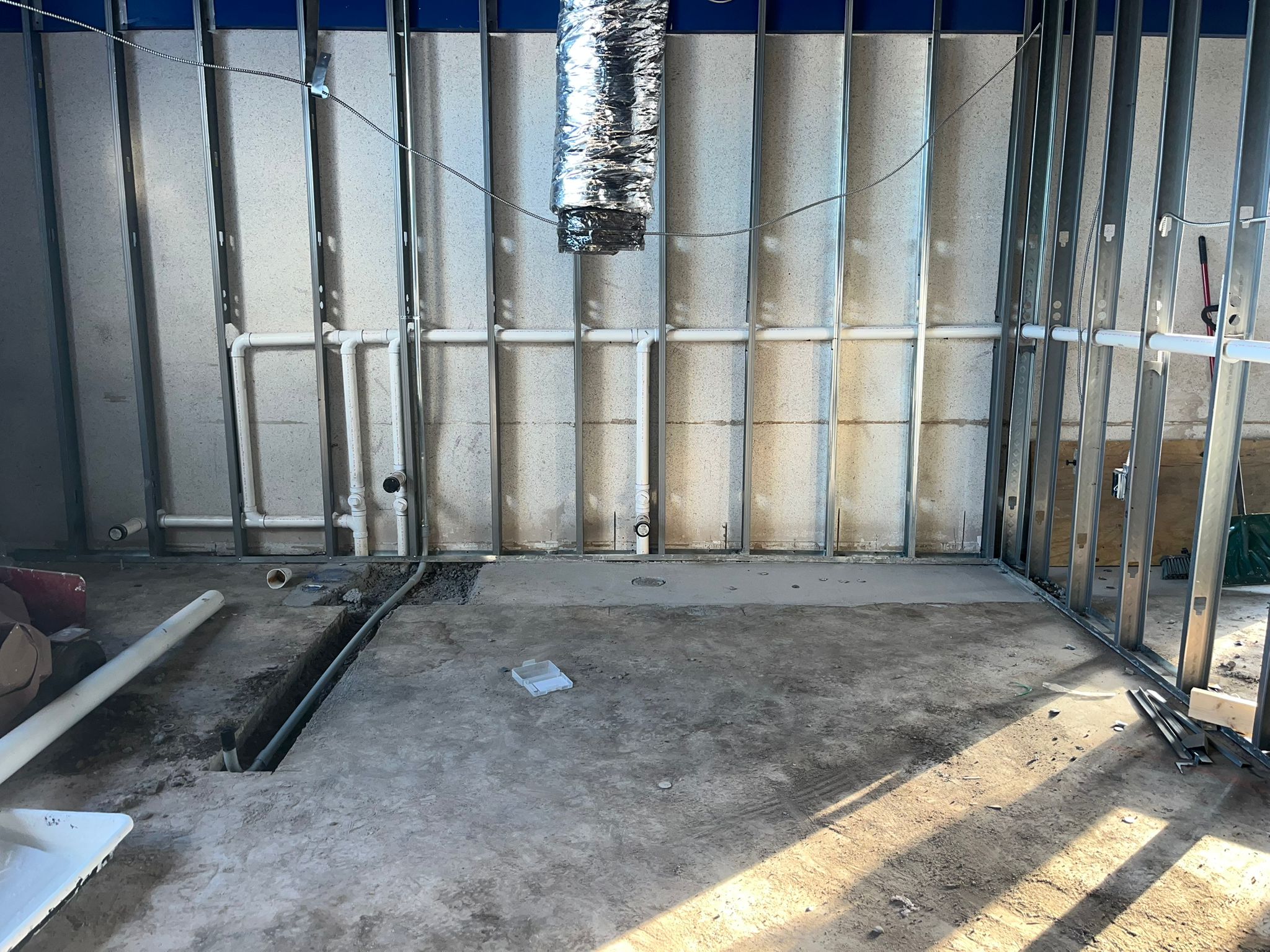 Underground and in-wall plumbing installation